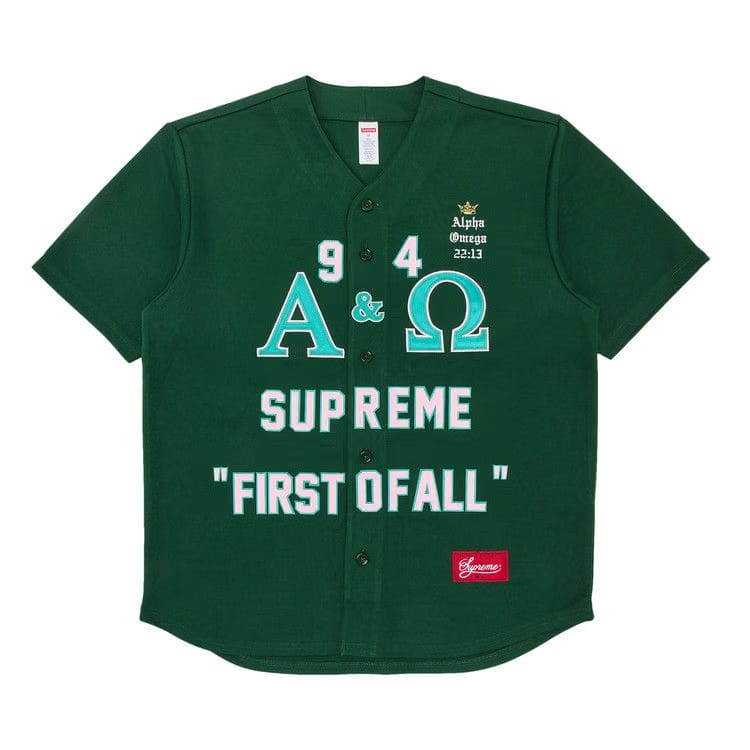 Supreme Alpha Omega Baseball Jersey Green