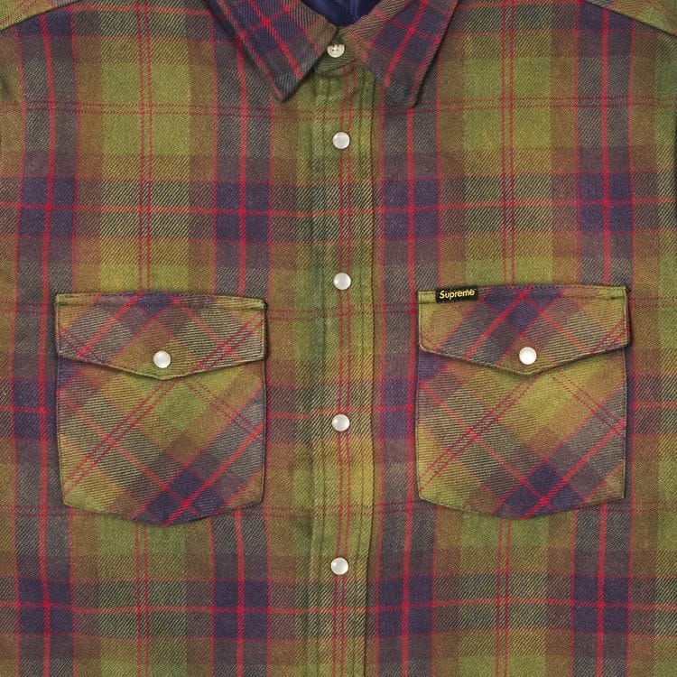 Supreme Quilted Flannel Snap Shirt Green