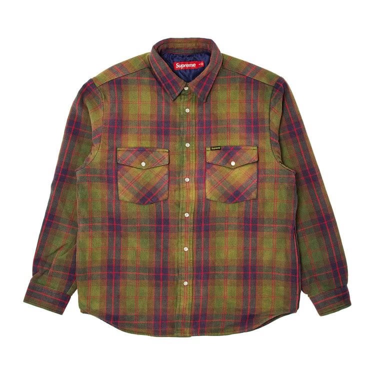 Supreme Quilted Flannel Snap Shirt Green