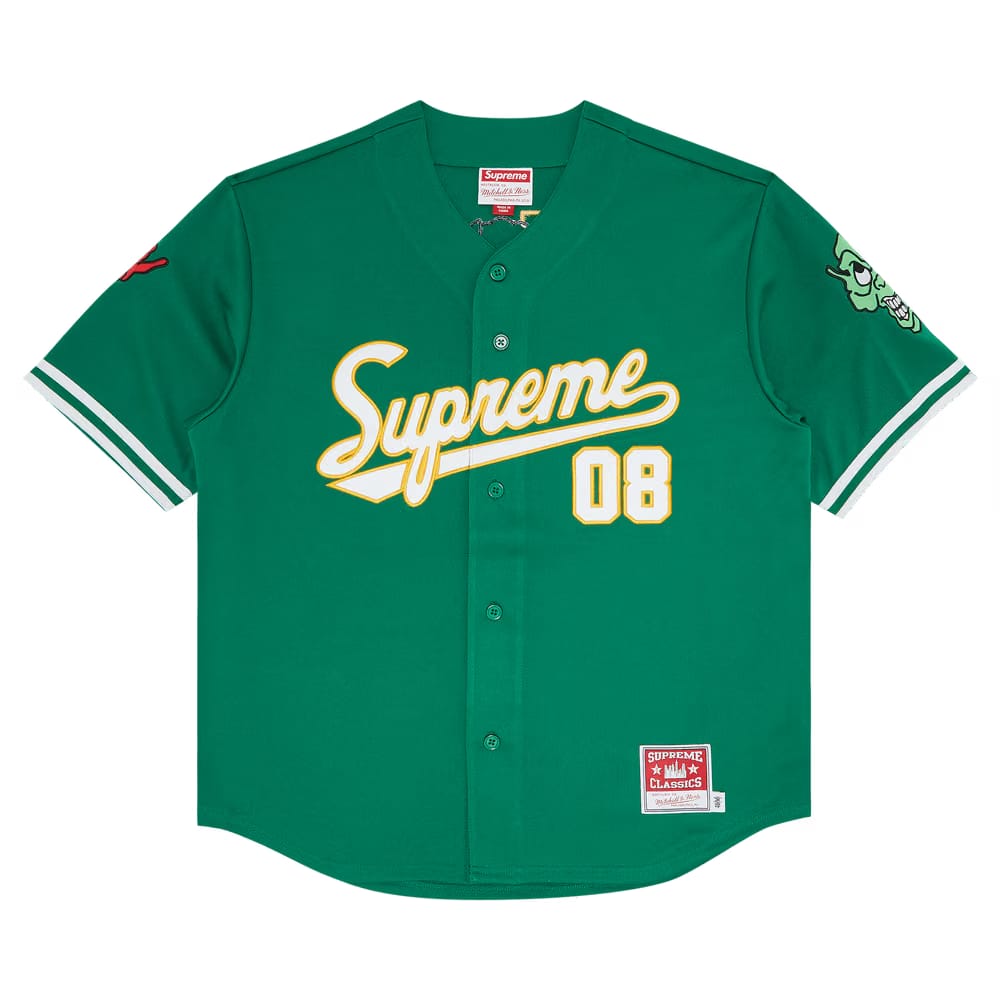 Supreme x Mitchell & Ness Downtown Hell Baseball Jersey Green