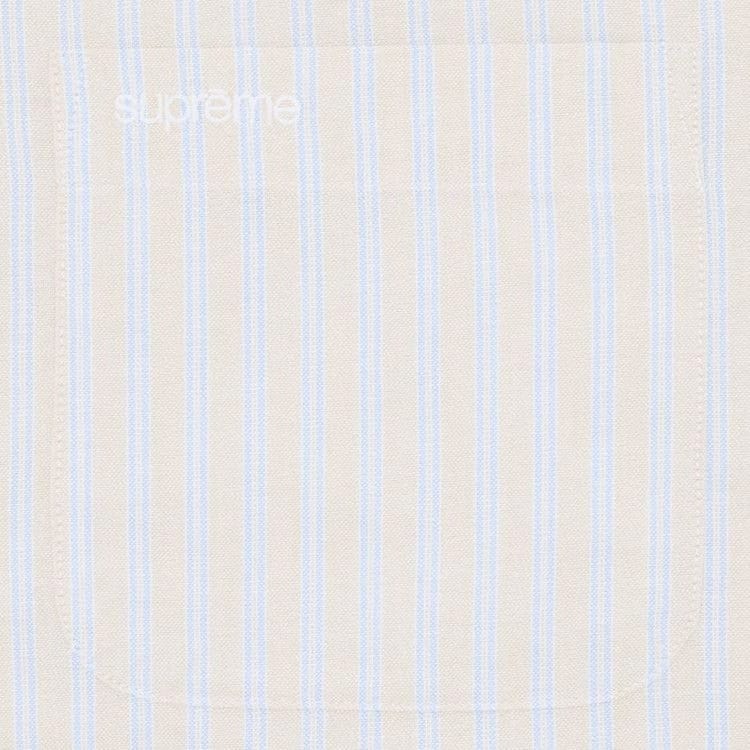 Supreme Loose Fit Oxford Shorts-Sleeve Shirt Light Tan Stripe