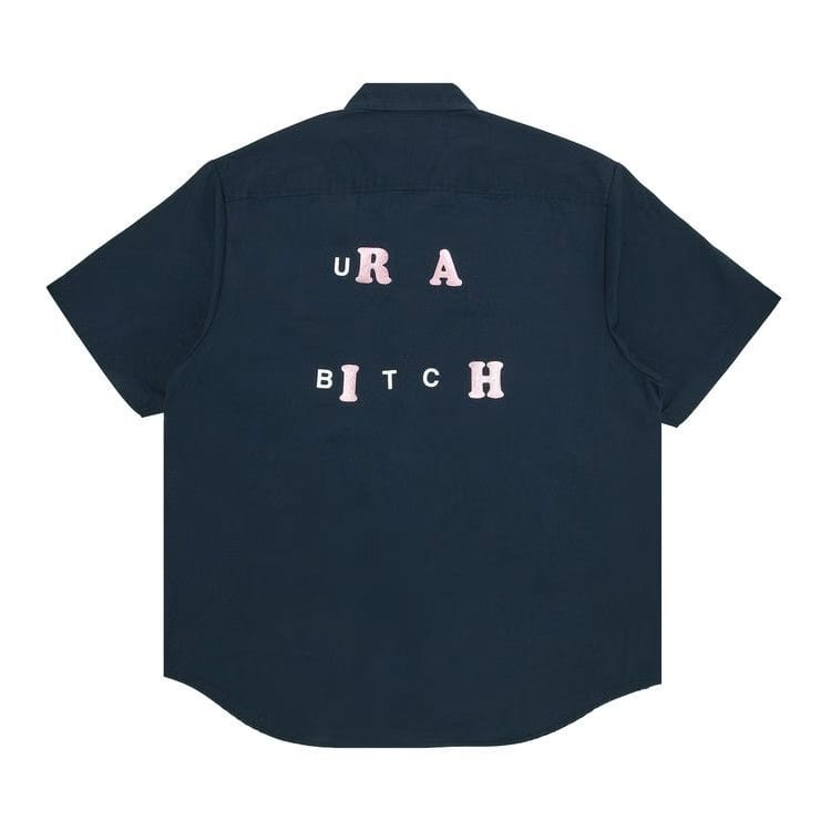 Supreme Bitch Shorts-Sleeve Work Shirt Navy