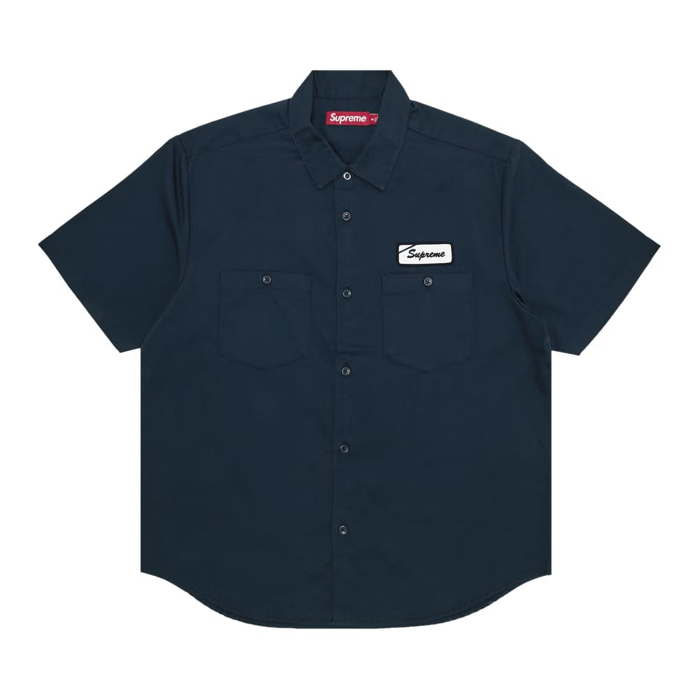 Supreme Bitch Shorts-Sleeve Work Shirt Navy