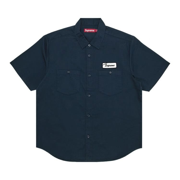 Supreme Bitch Shorts-Sleeve Work Shirt Navy