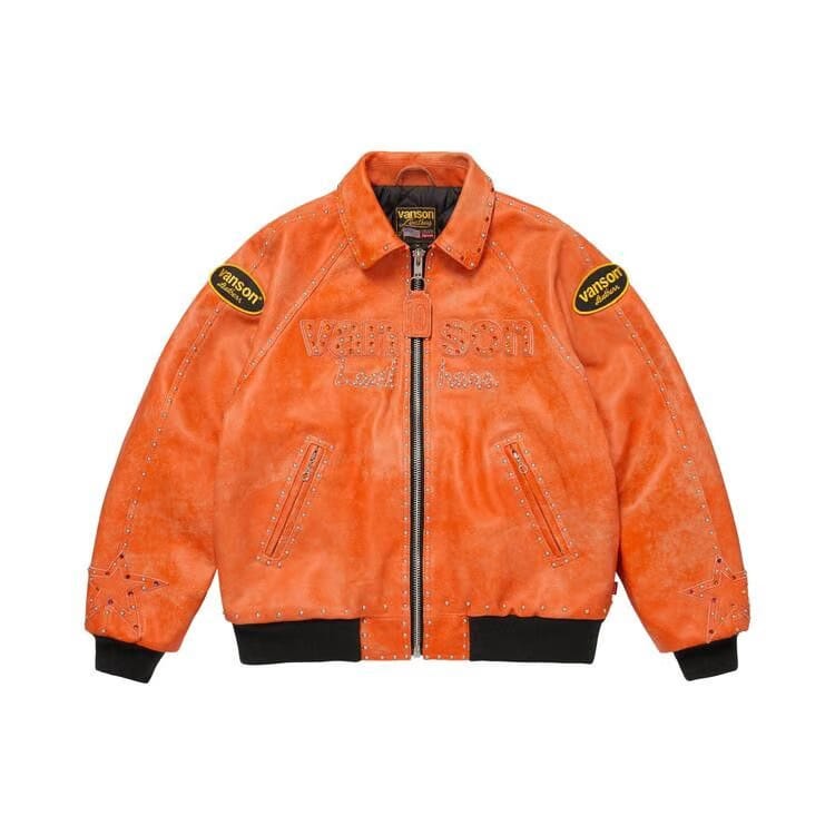 Supreme x Vanson Leathers x B.B. Simon Jacket Orange