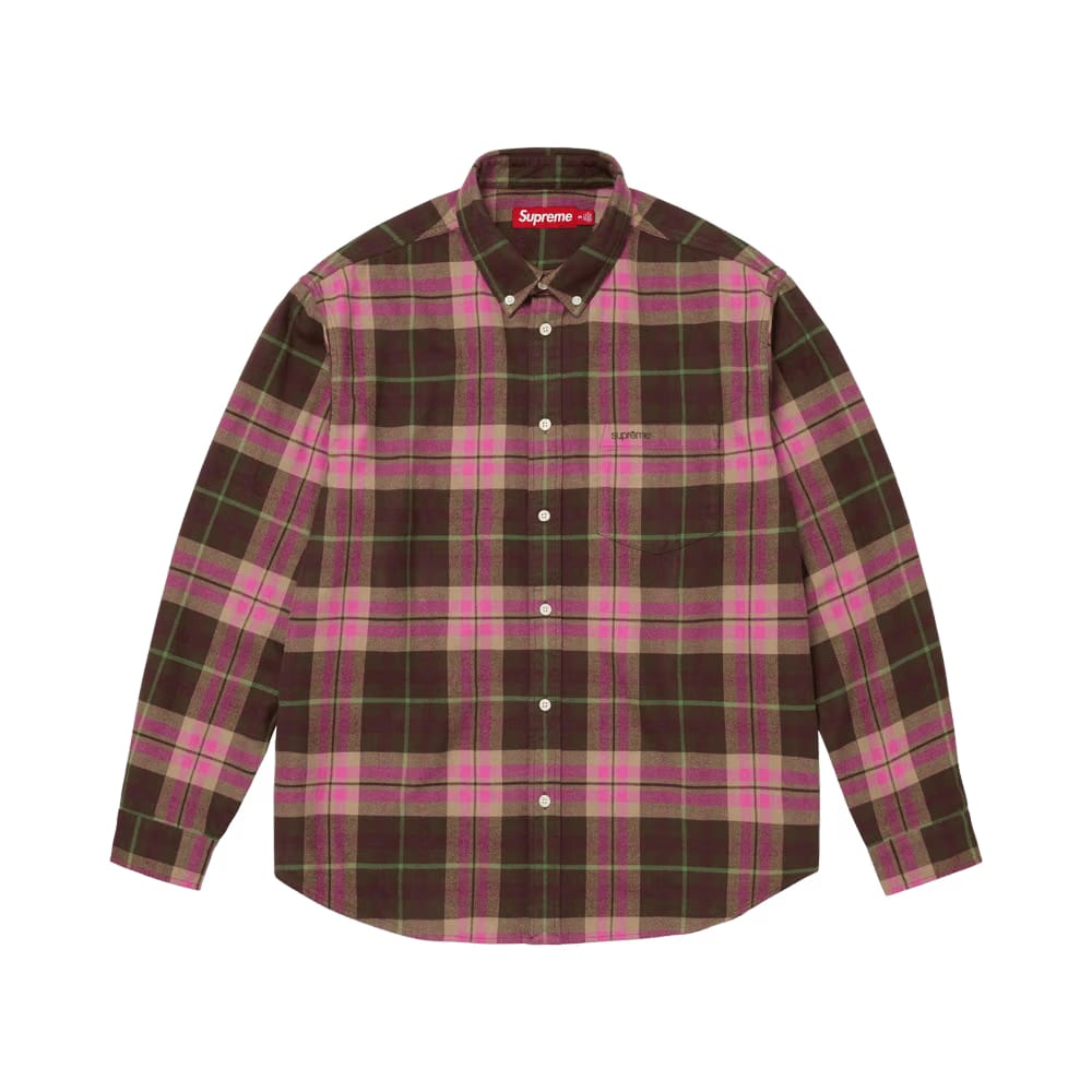 Supreme Plaid Flannel Shirt Brown