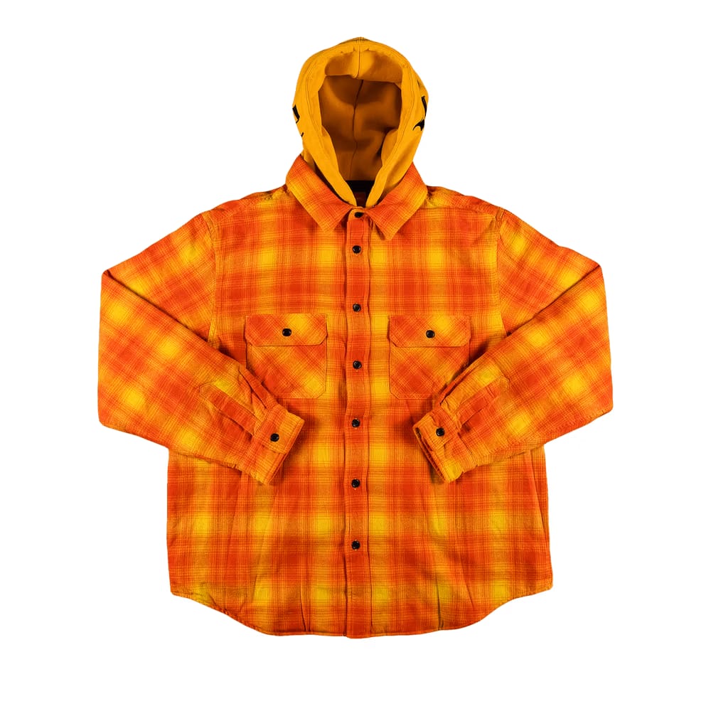 Supreme Hooded Flannel Zip Up Shirt Orange