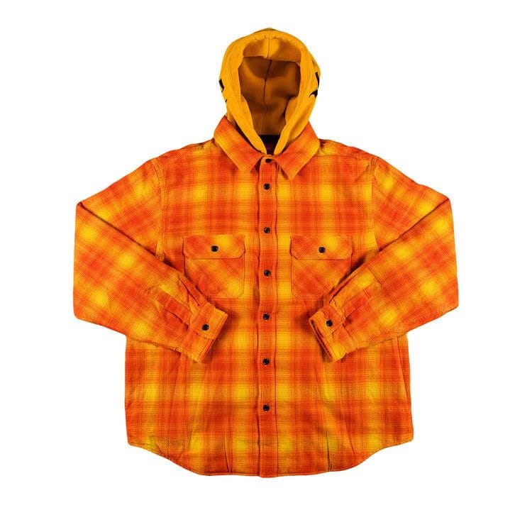 Supreme Hooded Flannel Zip Up Shirt Orange