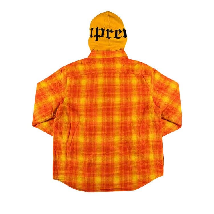 Supreme Hooded Flannel Zip Up Shirt Orange