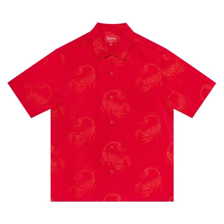 Supreme Scorpion Jaquard Shorts-Sleeve Shirt Red