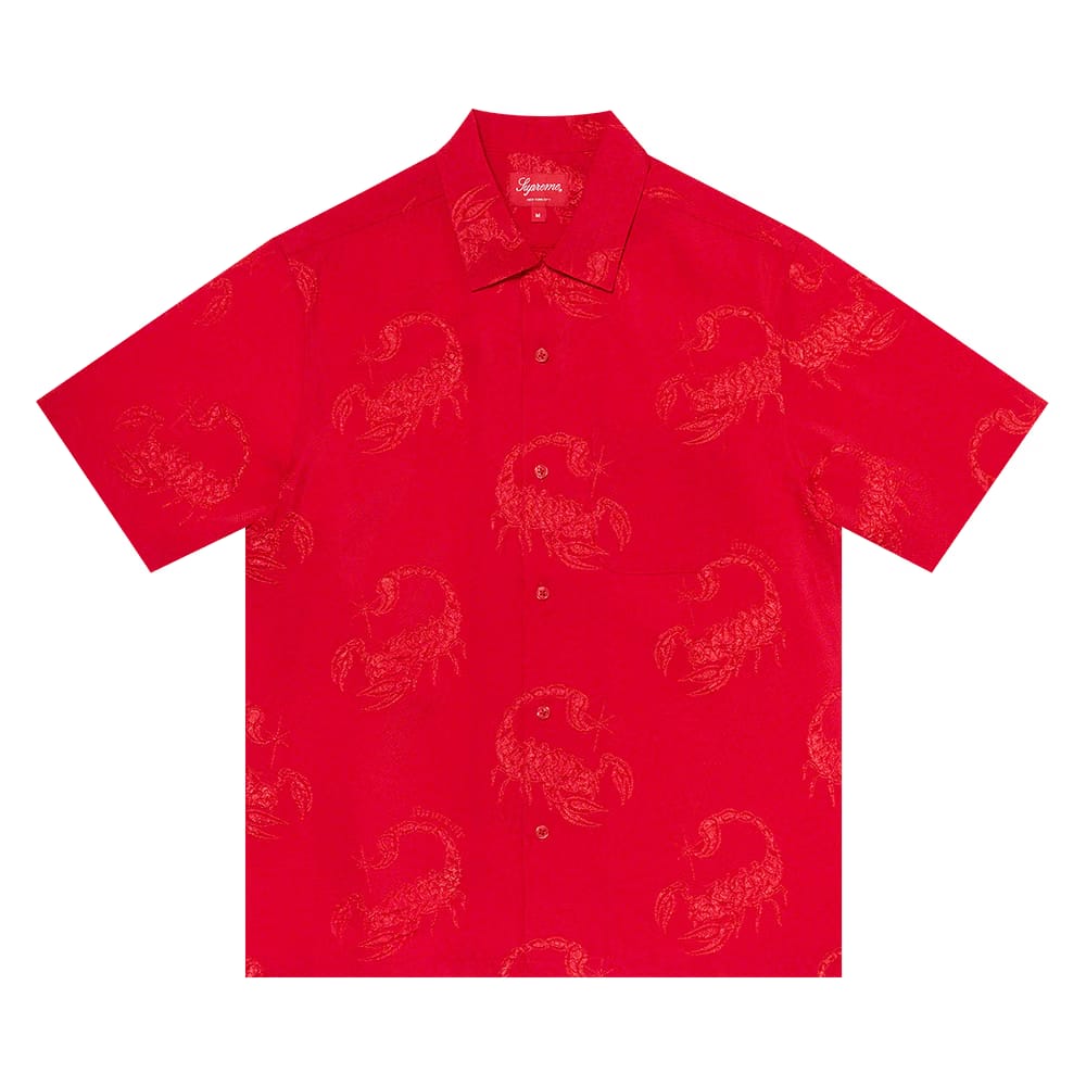 Supreme Scorpion Jaquard Shorts-Sleeve Shirt Red