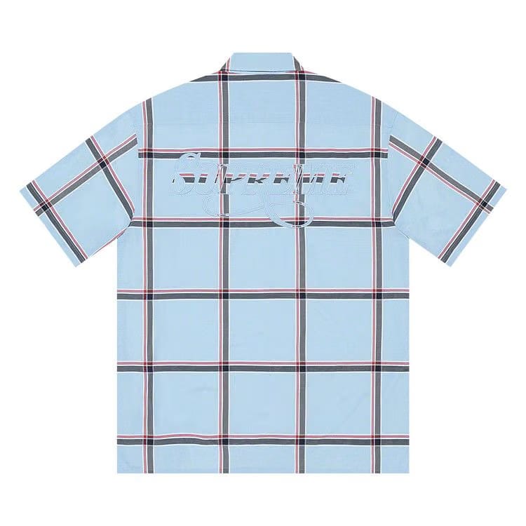 Supreme Lightweight Plaid Shorts-Sleeve Shirt Blue