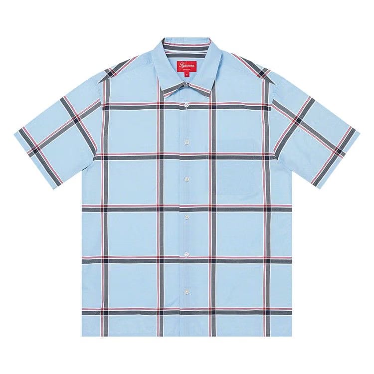 Supreme Lightweight Plaid Shorts-Sleeve Shirt Blue