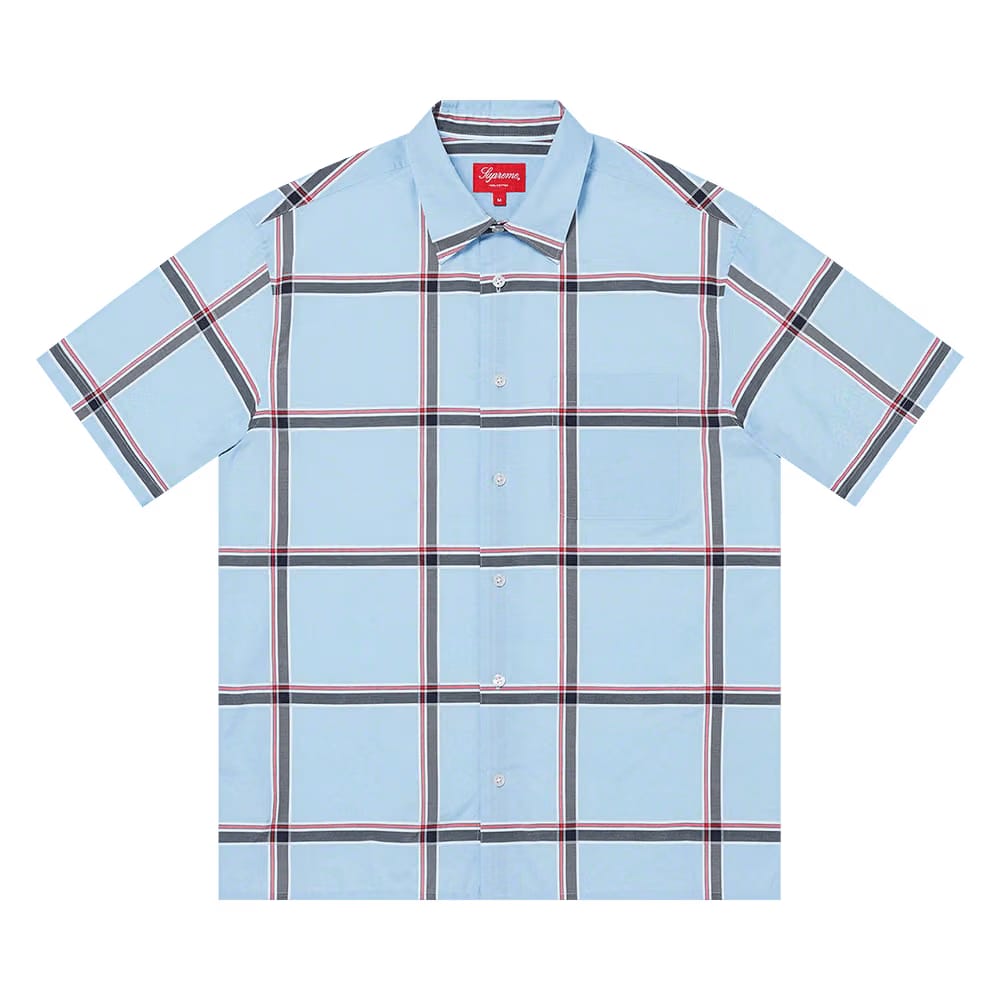Supreme Lightweight Plaid Shorts-Sleeve Shirt Blue