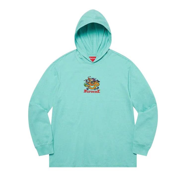 Supreme Dragon Hooded Long-Sleeve Top Dusty Aqua