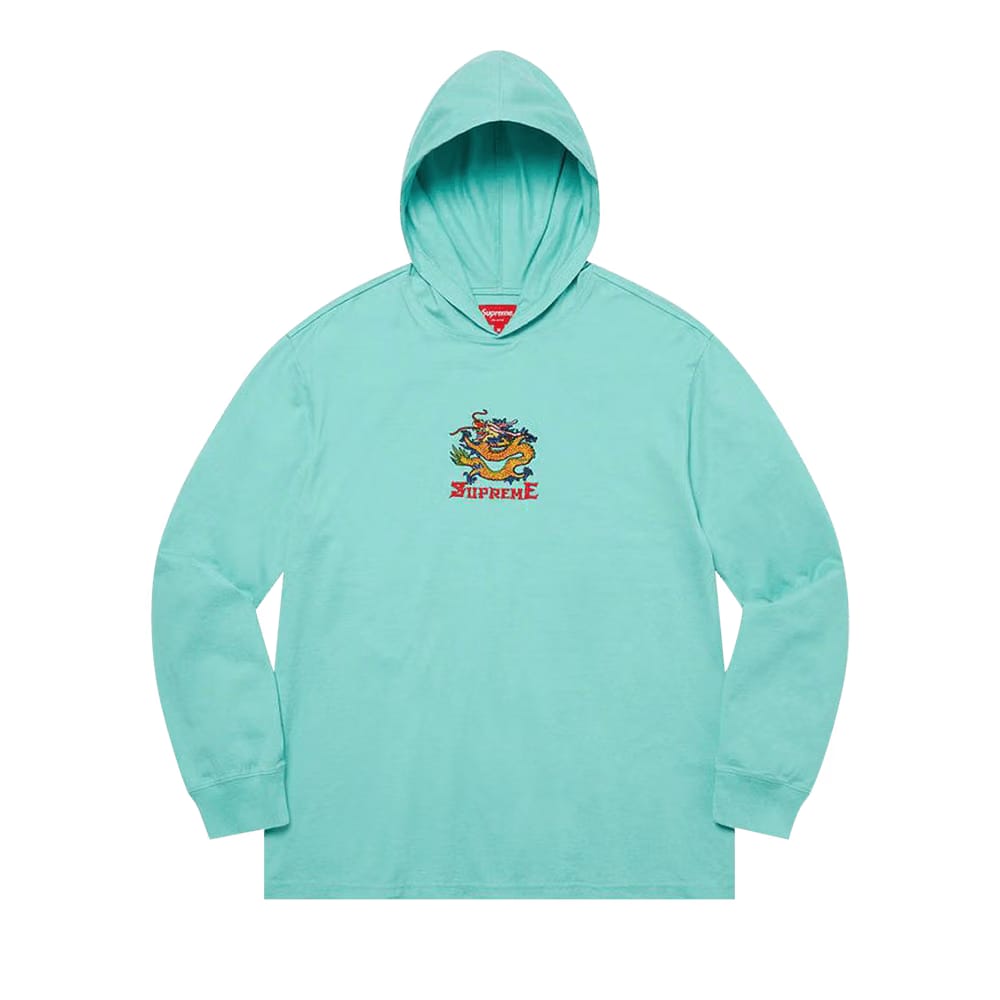 Supreme Dragon Hooded Long-Sleeve Top Dusty Aqua