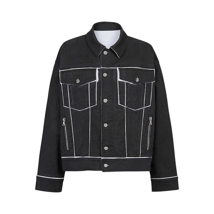 Balmain Outlined Button Up Jacket Black/White