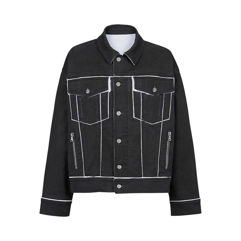 Balmain Outlined Button Up Jacket Black/White