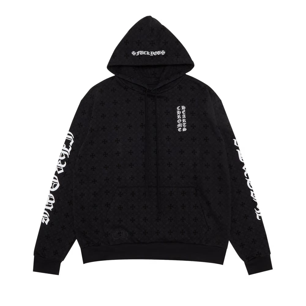 Chrome Hearts Monogram Vertical Logo Hoodie Black