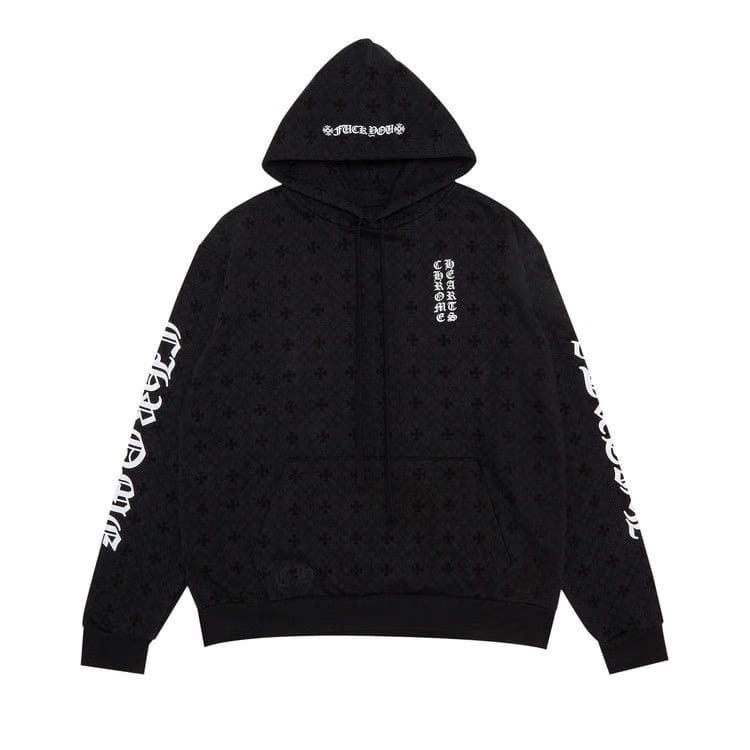 Chrome Hearts Monogram Vertical Logo Hoodie Black