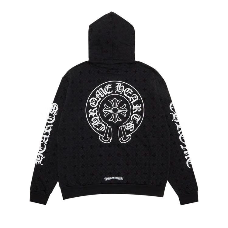 Chrome Hearts Monogram Vertical Logo Hoodie Black