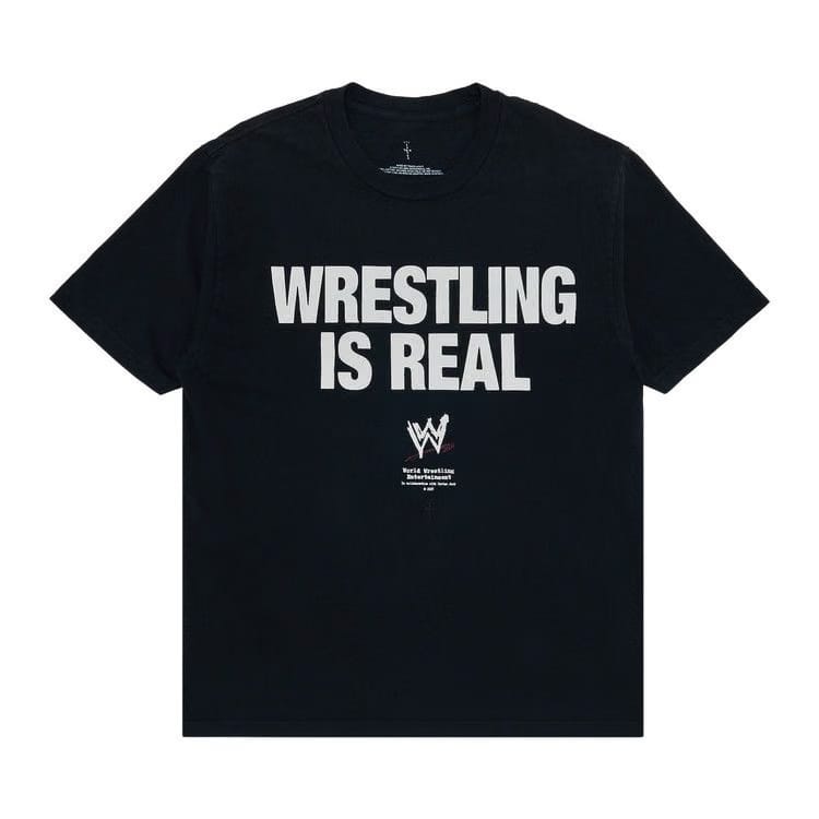 Cactus Jack by Travis Scott Wrestling is Real Real T-Shirt Black