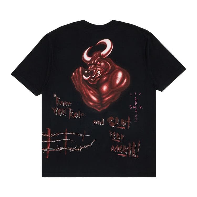 Cactus Jack by Travis Scott x WWE Know Your Role T-Shirt The Rock Black