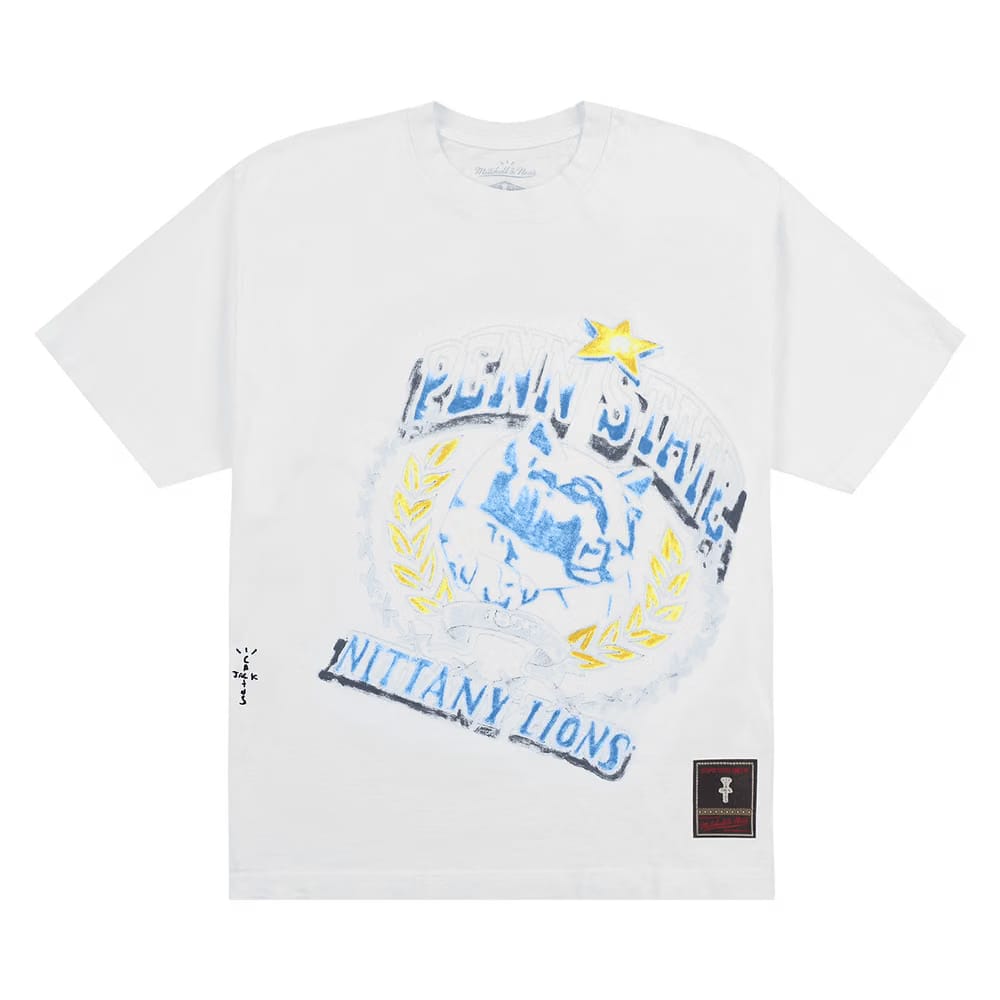 Cactus Jack by Travis Scott x Mitchell & Ness Penn State University Handdrawn T-Shirt White