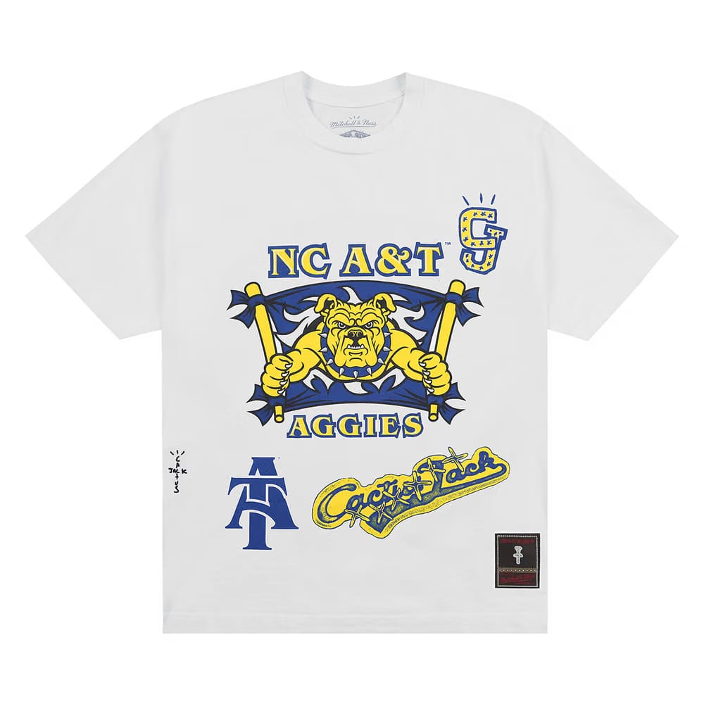 Cactus Jack by Travis Scott x Mitchell & Ness North Carolina A&T University Handdrawn T-Shirt White