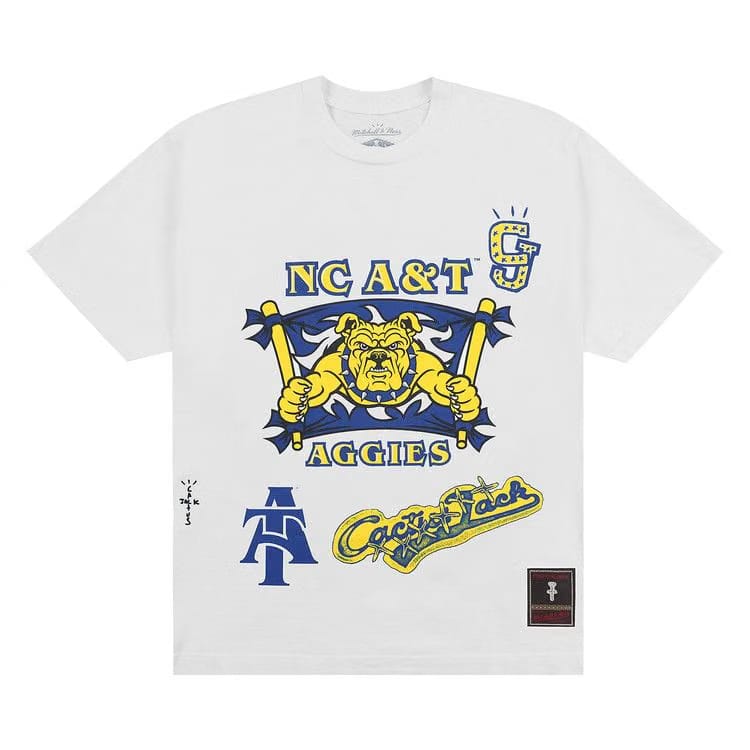 Cactus Jack by Travis Scott x Mitchell & Ness North Carolina A&T University Handdrawn T-Shirt White