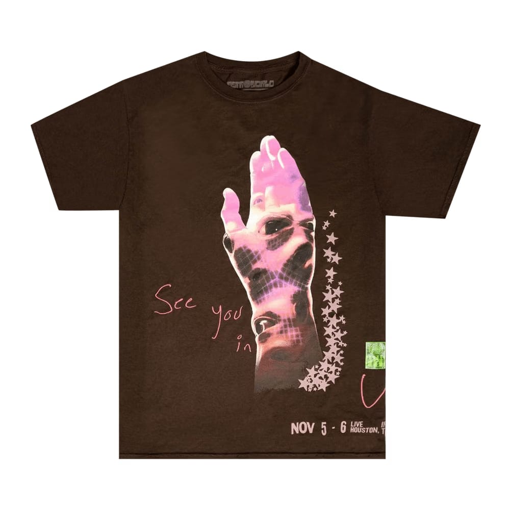 Cactus Jack by Travis Scott All Seeing Hands T-Shirt Brown