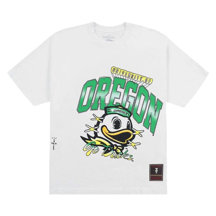 Cactus Jack by Travis Scott x Mitchell & Ness University Of Oregon Handdrawn T-Shirt White