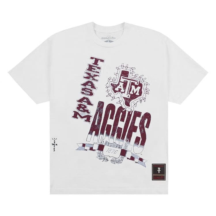 Cactus Jack by Travis Scott x Mitchell & Ness Texas A&M University Handdrawn T-Shirt White