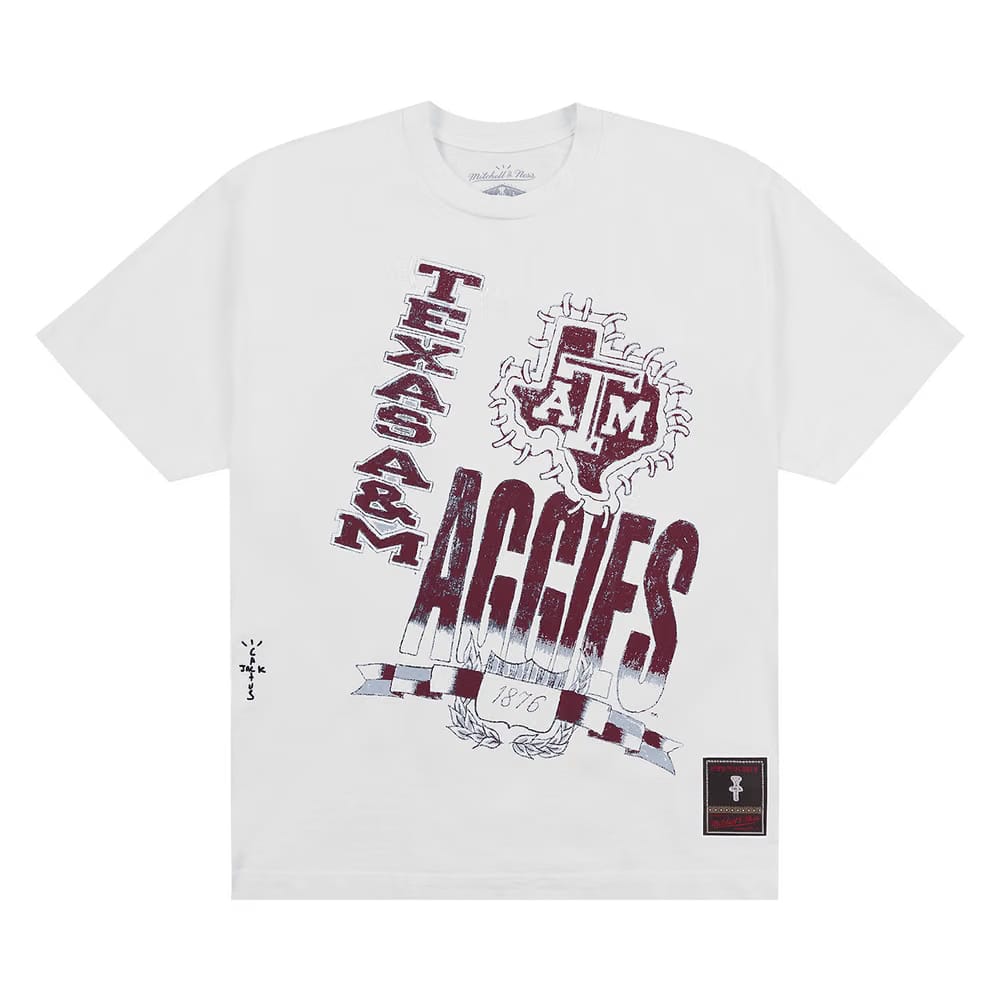 Cactus Jack by Travis Scott x Mitchell & Ness Texas A&M University Handdrawn T-Shirt White