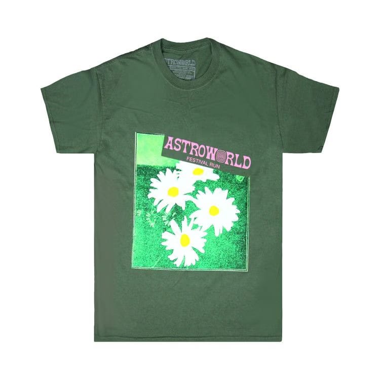 Cactus Jack by Travis Scott Astroworld Festival Run Flower T-Shirt Green