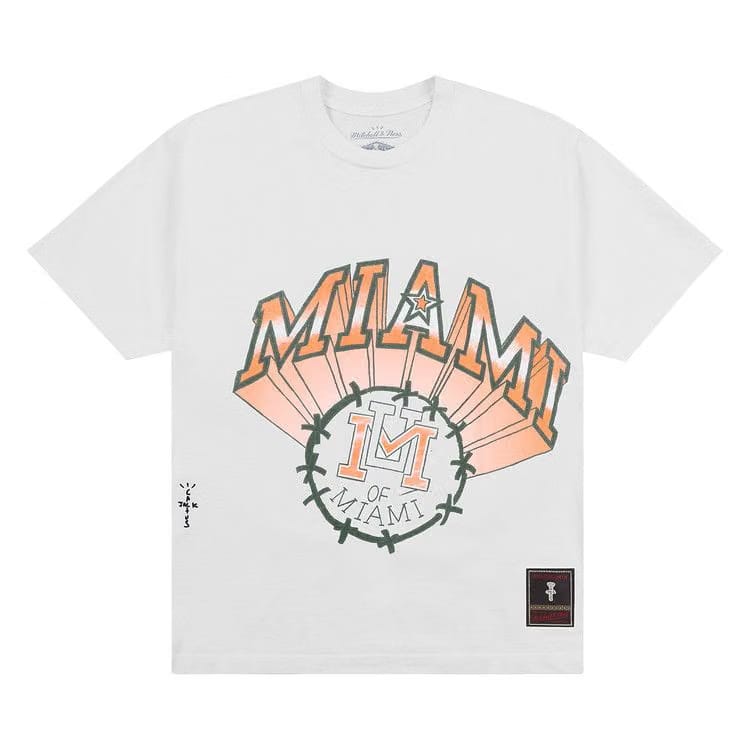 Cactus Jack by Travis Scott x Mitchell & Ness University Of Miami Handdrawn T-Shirt White