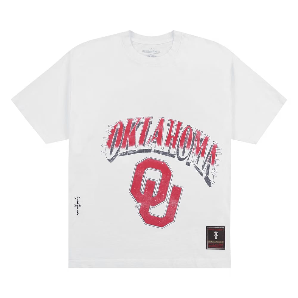 Cactus Jack by Travis Scott x Mitchell & Ness University Of Oklahoma Handdrawn T-Shirt White