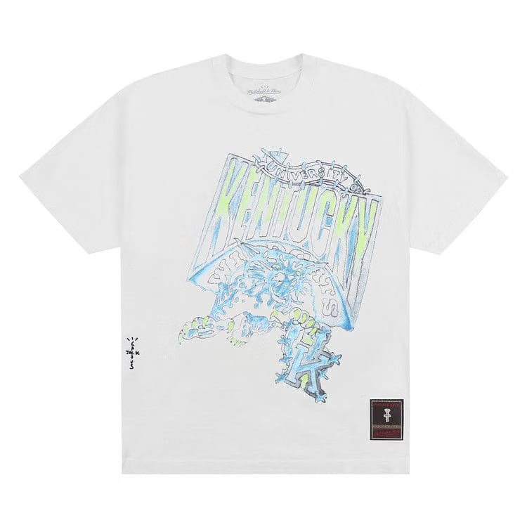 Cactus Jack by Travis Scott x Mitchell & Ness University Of Kentucky Handdrawn T-Shirt White