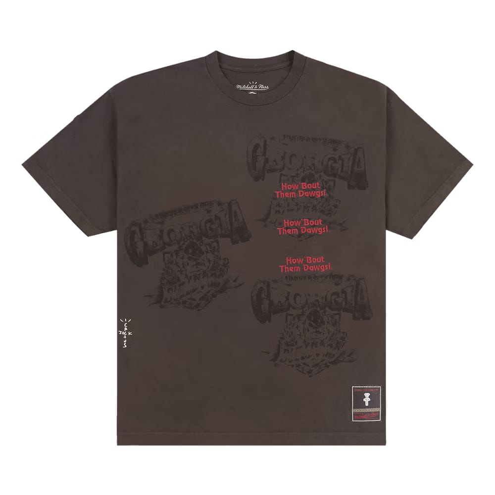 Cactus Jack by Travis Scott x Mitchell & Ness University Of Georgia Seal T-Shirt Brown