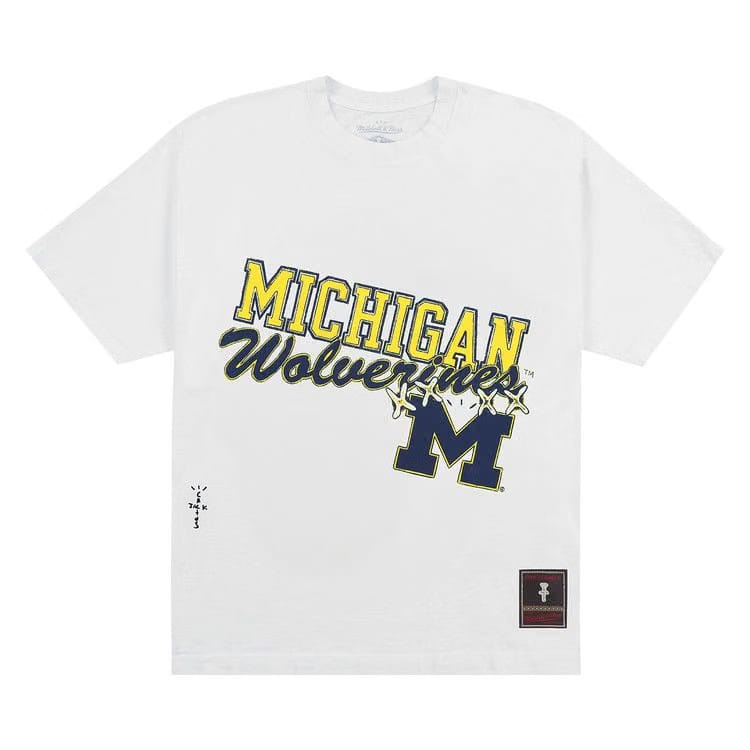 Cactus Jack by Travis Scott x Mitchell & Ness University Of Michigan Handdrawn T-Shirt White