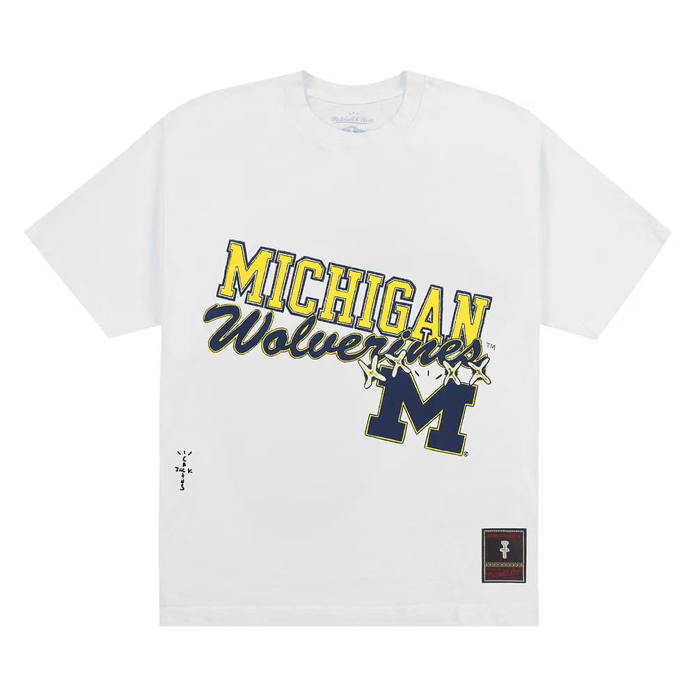 Cactus Jack by Travis Scott x Mitchell & Ness University Of Michigan Handdrawn T-Shirt White