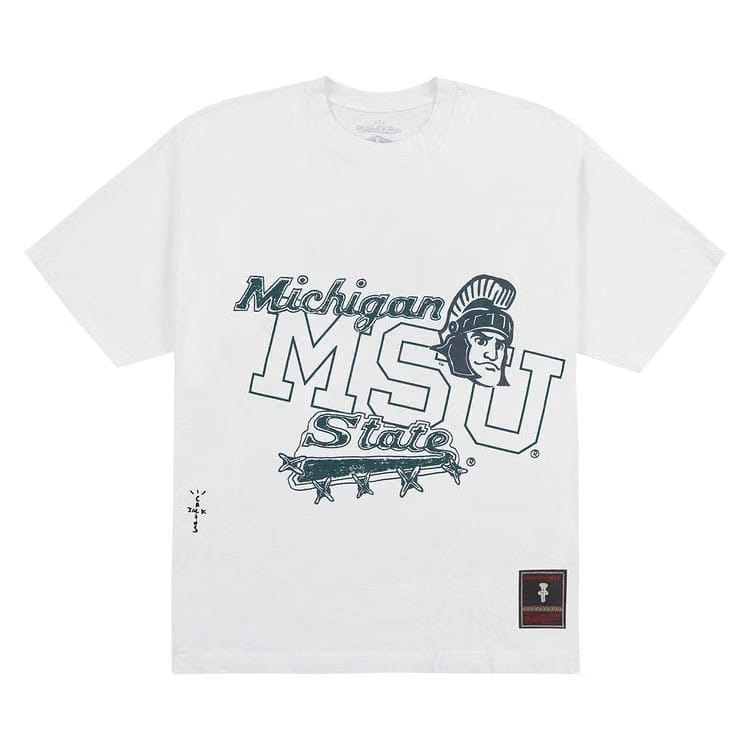 Cactus Jack by Travis Scott x Mitchell & Ness Michigan State University Handdrawn T-Shirt White