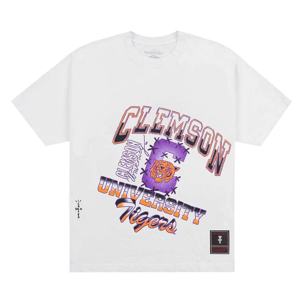 Cactus Jack by Travis Scott x Mitchell & Ness Clemson University Handdrawn T-Shirt White