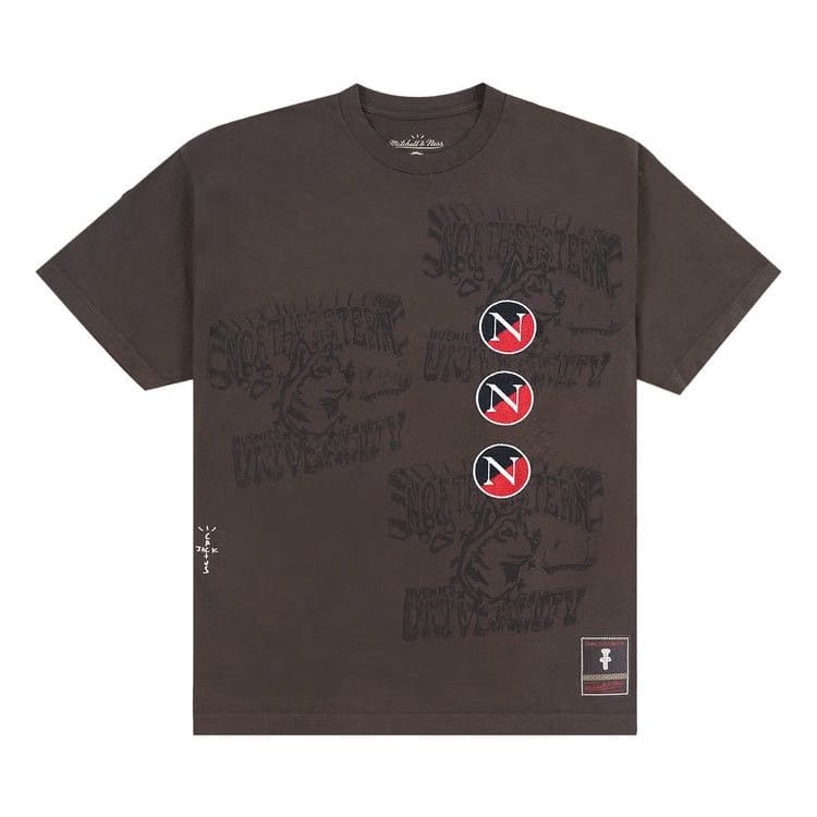 Cactus Jack by Travis Scott x Mitchell & Ness Northeastern University Seal T-Shirt Brown