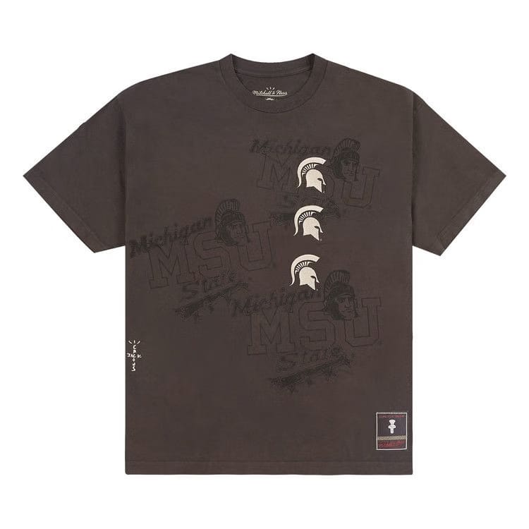 Cactus Jack by Travis Scott x Mitchell & Ness Michigan State University Seal T-Shirt Brown