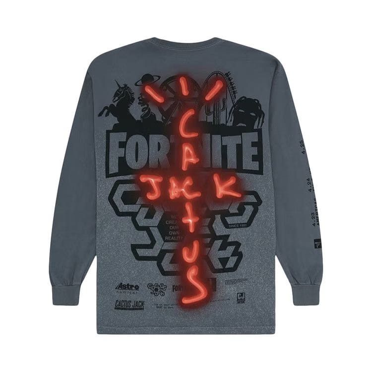 Cactus Jack by Travis Scott Back Bling Long-Sleeve T-Shirt Grey