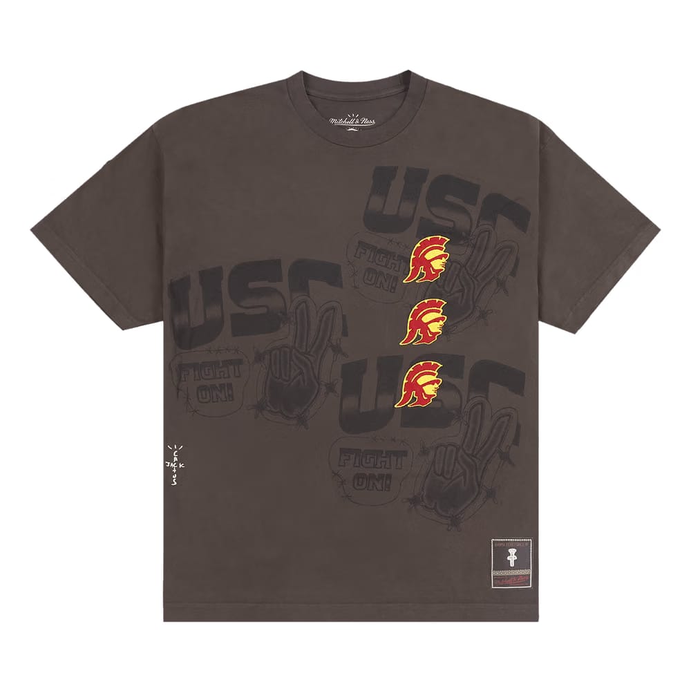 Cactus Jack by Travis Scott x Mitchell & Ness University Of Southern California Seal T-Shirt Brown