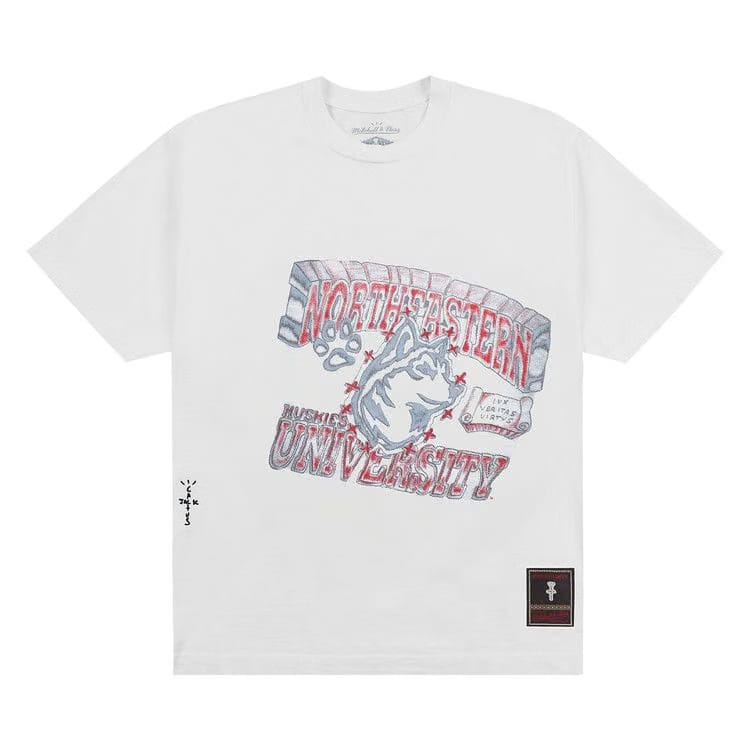 Cactus Jack by Travis Scott x Mitchell & Ness Northeastern University Handdrawn T-Shirt White