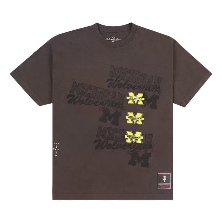 Cactus Jack by Travis Scott x Mitchell & Ness University Of Michigan Seal T-Shirt Brown