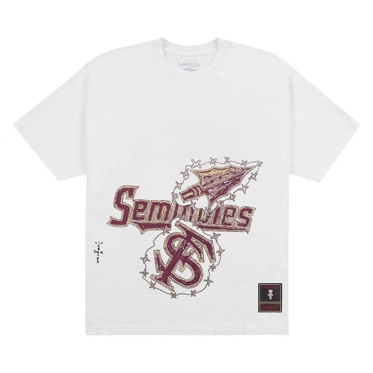 Cactus Jack by Travis Scott x Mitchell & Ness Florida State University Handdrawn T-Shirt White